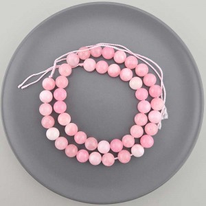 비즈팡 [J10-1-03]원석라운드 8mm 착색옥 연핑크(4) ,1줄(45개)