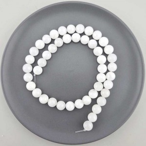 비즈팡 [J10-1-01]원석라운드 8mm 착색옥 화이트(9) ,1줄(45개)
