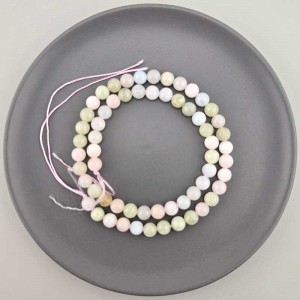 비즈팡 [J10-1-14]원석라운드 6mm 착색옥 제이드믹스(2) ,1줄(60개)