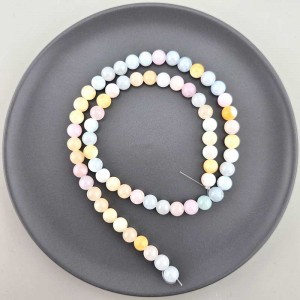 비즈팡 [J10-1-13]원석라운드 6mm 착색옥 파스텔믹스(3) ,1줄(60개)