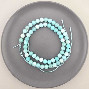 비즈팡 [J10-1-10]원석라운드 6mm 착색옥 민트(13) ,1줄(60개)