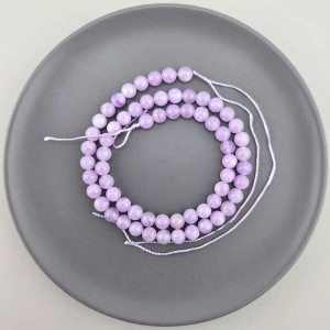 비즈팡 [J10-1-07]원석라운드 6mm 착색옥 연보라(10) ,1줄(60개)