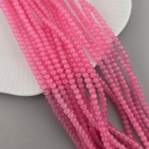 비즈팡 [J10-3-03]원석라운드 3mm 합성석 중핑크(6) ,1줄(180개)
