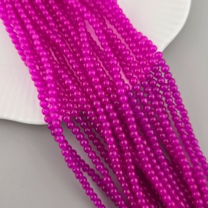 비즈팡 [J10-3-04]원석라운드 3mm 합성석 핫핑크(12) ,1줄(180개)