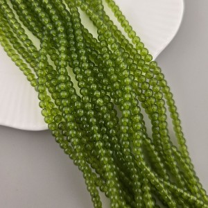 비즈팡 [J10-3-11]원석라운드 3mm 합성석 올리브그린(6) ,1줄(180개)