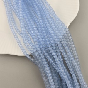 비즈팡 [J10-3-15]원석라운드 3mm 합성석 라이트블루(1) ,1줄(180개)