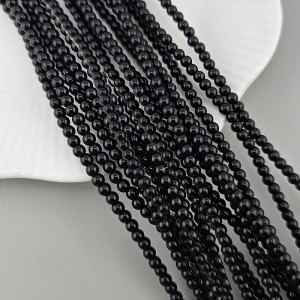 비즈팡 [J10-3-19]원석라운드 3mm 합성석 블랙(20) ,1줄(120개)