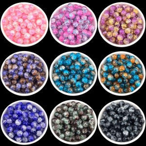 비즈팡 [J10-7-00P]원석라운드 8mm 투톤크랙볼 9color ,1줄(100개미만)