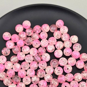 비즈팡 [J10-7-01]원석라운드 8mm 투톤크랙볼 핑크톤 ,1줄(100개미만)