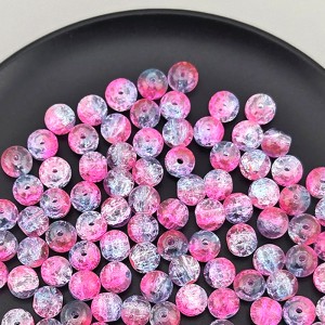 비즈팡 [J10-7-02]원석라운드 8mm 투톤크랙볼 핑크블루 ,1줄(100개미만)