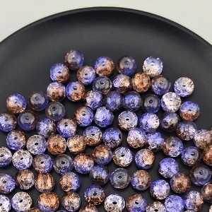 비즈팡 [J10-7-04]원석라운드 8mm 투톤크랙볼 바이올렛초코 ,1줄(100개미만)