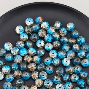 비즈팡 [J10-7-05]원석라운드 8mm 투톤크랙볼 오션블루초코 ,1줄(100개미만)