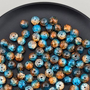 비즈팡 [J10-7-06]원석라운드 8mm 투톤크랙볼 오션블루오렌지 ,1줄(100개미만)