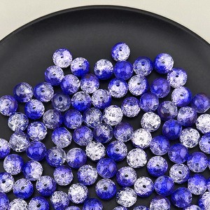 비즈팡 [J10-7-07]원석라운드 8mm 투톤크랙볼 사파이어톤 ,1줄(100개미만)