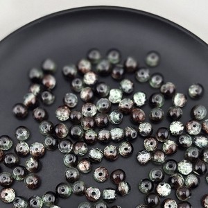 비즈팡 [J10-7-08]원석라운드 6mm 투톤크랙볼 민트초코 ,1줄(120개미만)