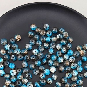 비즈팡 [J10-7-05]원석라운드 6mm 투톤크랙볼 오션블루초코 ,1줄(120개미만)