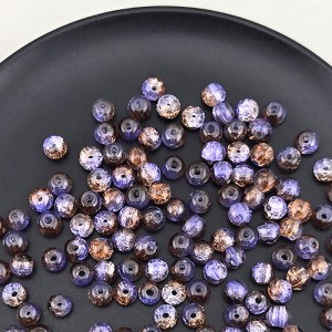 비즈팡 [J10-7-04]원석라운드 6mm 투톤크랙볼 바이올렛초코 ,1줄(120개미만)