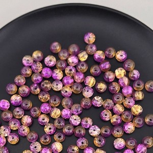 비즈팡 [J10-7-03]원석라운드 6mm 투톤크랙볼 퍼플골드 ,1줄(120개미만)
