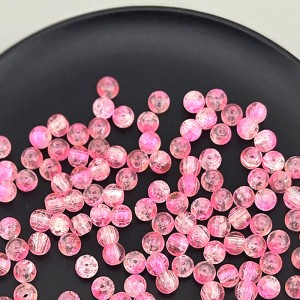 비즈팡 [J10-7-01]원석라운드 6mm 투톤크랙볼 핑크톤 ,1줄(120개미만)