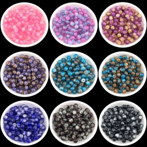 비즈팡 [J10-7-00P]원석라운드 6mm 투톤크랙볼 9color ,1줄(120개미만)