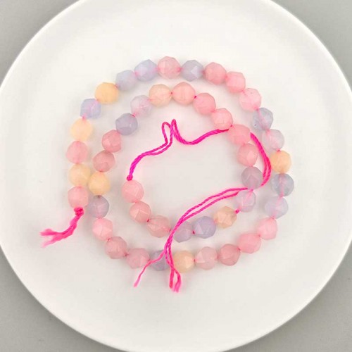 비즈팡 [J1-820-01]원석삼각컷팅 8mm 합성석 파스텔멀티 ,반줄