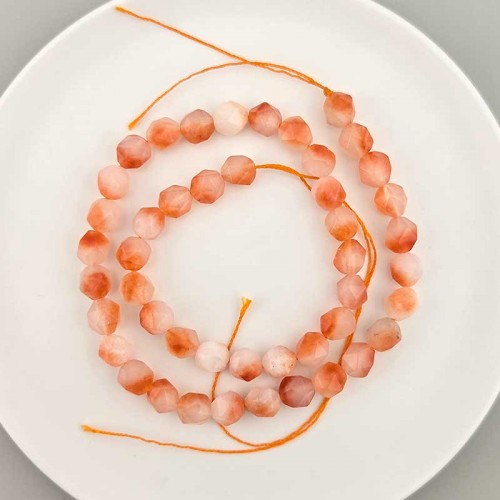 비즈팡 [J1-820-04]원석삼각컷팅 8mm 합성석 레드투톤 ,반줄