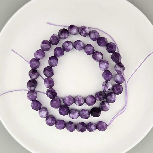 비즈팡 [J1-820-07]원석삼각컷팅 8mm 합성석 퍼플투톤 ,반줄