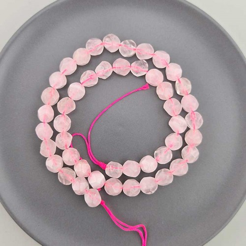 비즈팡 [J1-820-13]원석삼각컷팅 8mm 천연석 장미석착색 ,반줄