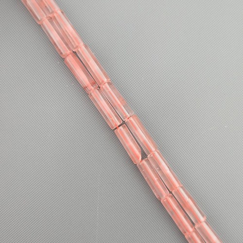 비즈팡 [J1-304-06]원석 원통 막대 파이프 4x14mm 수박홍/잉카로즈 ,반줄(약18cm)