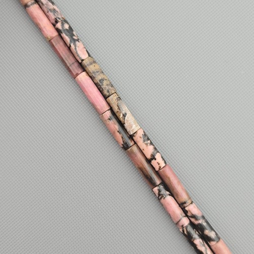 비즈팡 [J1-304-11]원석 원통 막대 파이프 4x14mm 로도나이트 ,반줄(약18cm)