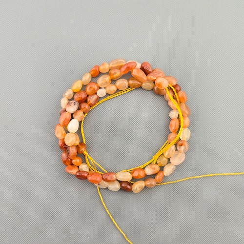 비즈팡 [J1-303-04]원석 못난이오벌 조약돌 약4x6mm 커넬리언 ,반줄(약18cm)