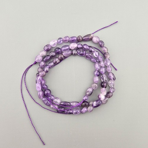 비즈팡 [J1-303-07]원석 못난이오벌 조약돌 약4x6mm 자수정 ,반줄(약18cm)