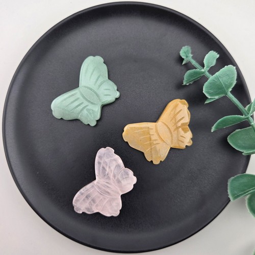 비즈팡 [J4-1-07]원석나비 대 38x25mm 아벤추리,장미석,황옥 3종 (전통공예 매듭공예용 나비) ,1개