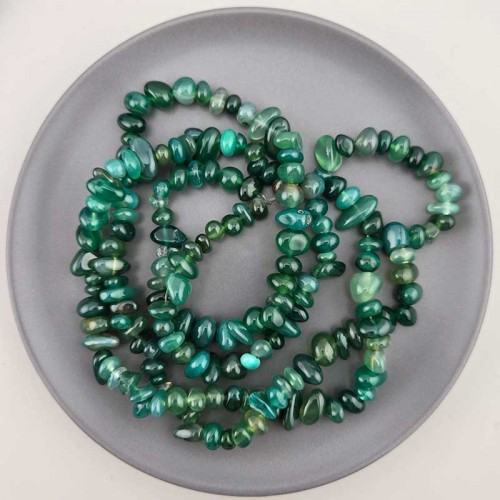 비즈팡 [J1-41-41]원석 칩스 대 천연석 추마노 그린오닉스 ,1줄(약80cm)