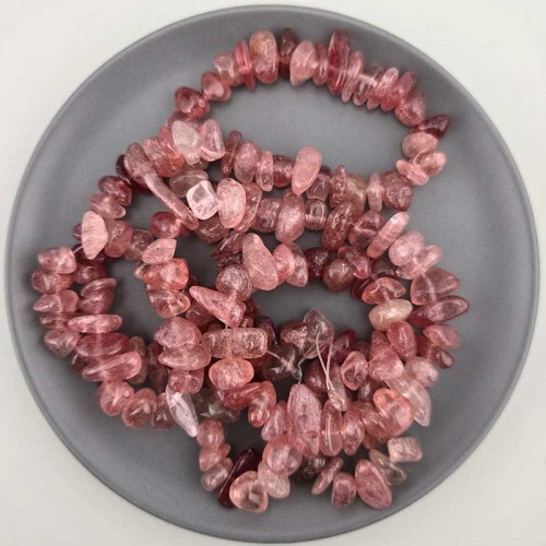 비즈팡 [J1-44-04]원석 칩스 특대 딸기석 스트로베리쿼츠 ,1줄(약80cm)