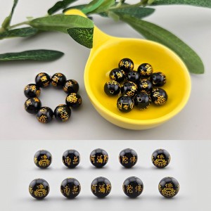 비즈팡 [J1-67-00]원석라운드 8/10mm 나무아미타불 오닉스 손가락염주만들기 ,반줄