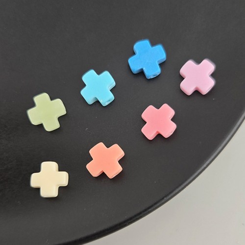 비즈팡 [J3-4-10]원석십자가 8mm 합성송석십자가 7color (묵주팔찌용) ,1개