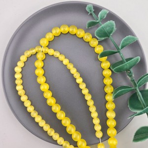 비즈팡 [J10-4-02]캣츠아이라운드 6mm 8mm 옐로 ,1줄