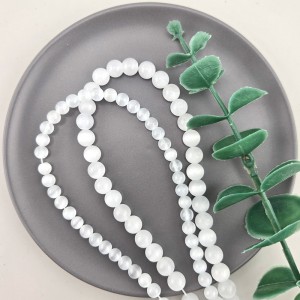 비즈팡 [J10-4-01]캣츠아이라운드 6mm 8mm 화이트 ,1줄