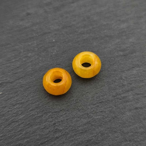 비즈팡 [J2-601-23]천연옥펜던트 황옥론델링 10mm(내경3.4mm) 옐로 ,1개