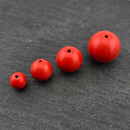 비즈팡 [JS-1-05]경면주사 정제 홍사 라운드볼 6mm 다홍 ,1개
