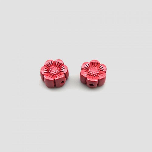 비즈팡 [JS-2-07]경면주사 펜던트 제왕사90% 매화꽃 8mm (내경0.8mm) ,1개