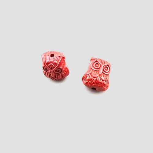 비즈팡 [JS-2-11]경면주사 펜던트 제왕사90% 부엉이 8.3x10.3mm (내경1.2mm) 세로홀 ,1개
