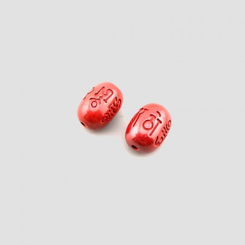 비즈팡 [JS-2-12]경면주사 펜던트 제왕사90% 옴자타원볼 13x9mm (내경1.6mm) ,1개