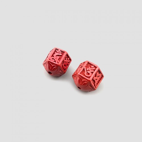 비즈팡 [JS-2-13]경면주사 펜던트 제왕사90% 옴자육각볼 10x1.7mm (내경1.2mm) ,1개