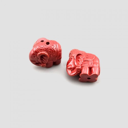 비즈팡 [JS-2-18]경면주사 펜던트 제왕사90% 코끼리 15.6x12.7mm (내경1mm) 세로홀 ,1개