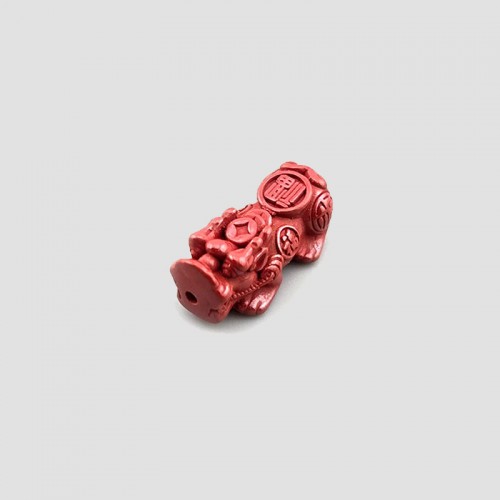 비즈팡 [JS-3-03]경면주사 제왕사90% 재물운 福복자비휴 26.5x10mm (내경1.6mm)  ,1개
