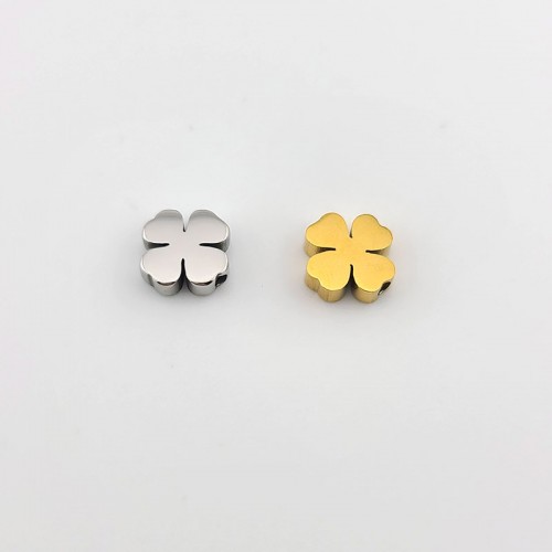 비즈팡 [S1-06-001]써지컬스틸 펜던트 네잎클로버통과형 10mm ,1개