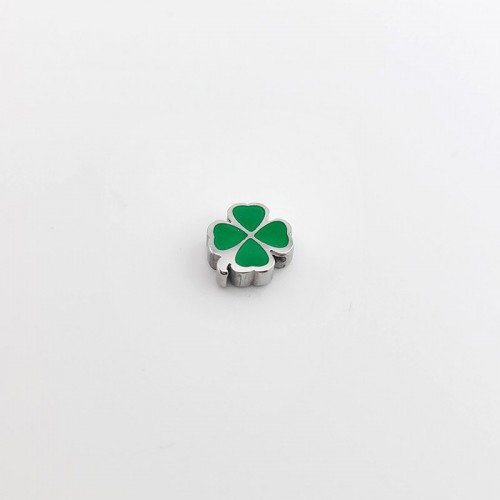 비즈팡 [S2-06-001]써지컬스틸 펜던트 에폭네잎클로버통과형 하트에폭 가로홀 7x8.5mm 무도금 ,1개