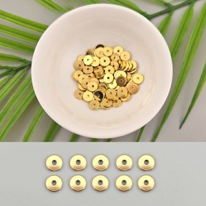 비즈팡 [S1-200-01]써지컬스틸 원판론델 도넛 와샤 6mm 진공골드 ,5개